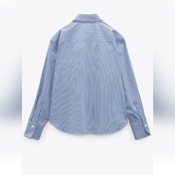 Zara bejeweled button down striped shirt - Picture 2 of 2